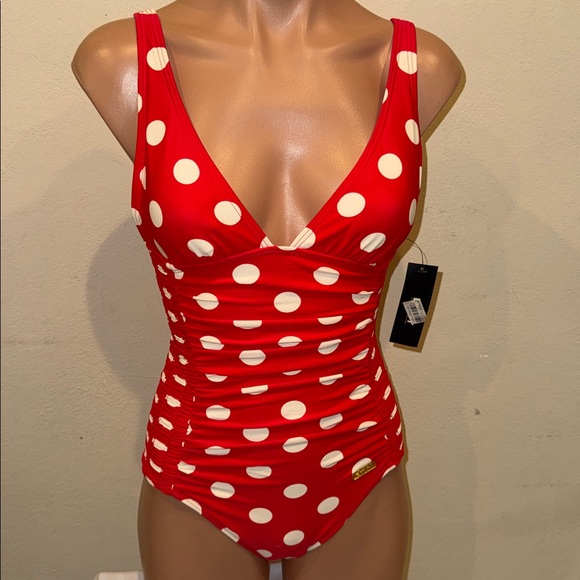 NWT DKNY one piece swimsuit over shoulder size 4 - Picture 2 of 4